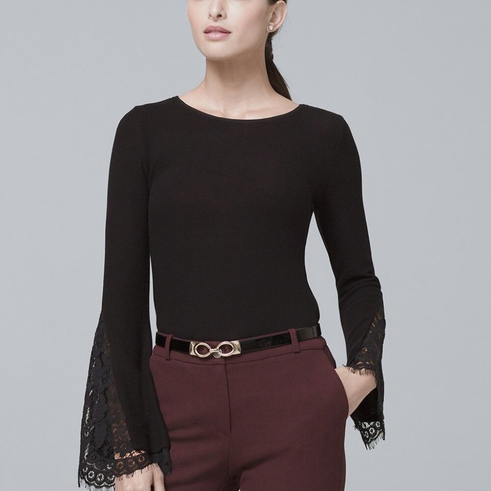 White House Black Market White Bell Sleeve…